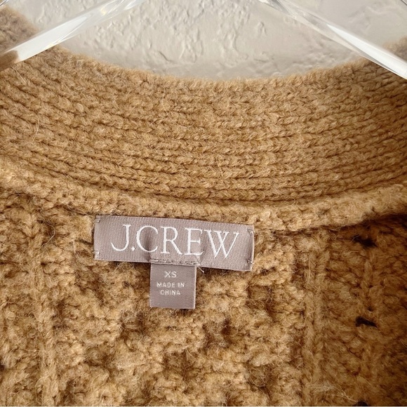 J.CREW Cable Knit Stretch Cardigan Sweater Tan XS Wool Blend - Picture 5 of 12